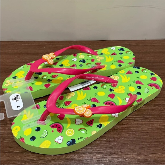New Disney Park Fruity Print Flip Flops - Picture 3 of 6